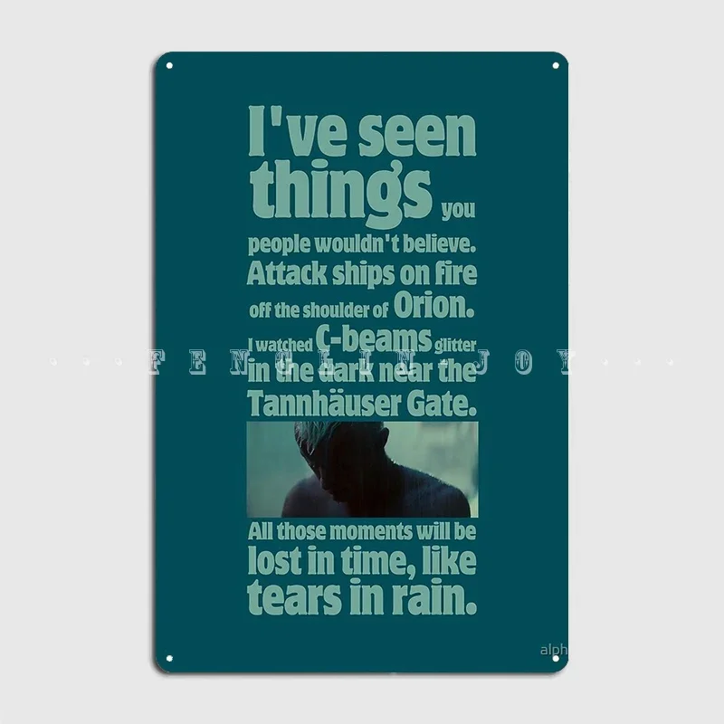 Like Tears In Rain Blade Runner Quote Metal Sign Club Home Club Bar Vintage Wall Decor Tin Sign Posters
