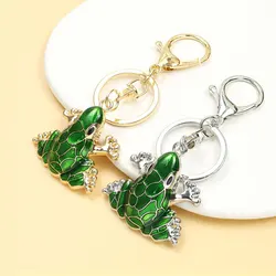 Cute Green Frog Enamel Keychain Keys Bag Pendant Creative Animal Alloy Key Ring For Men Women Personalised Accessories