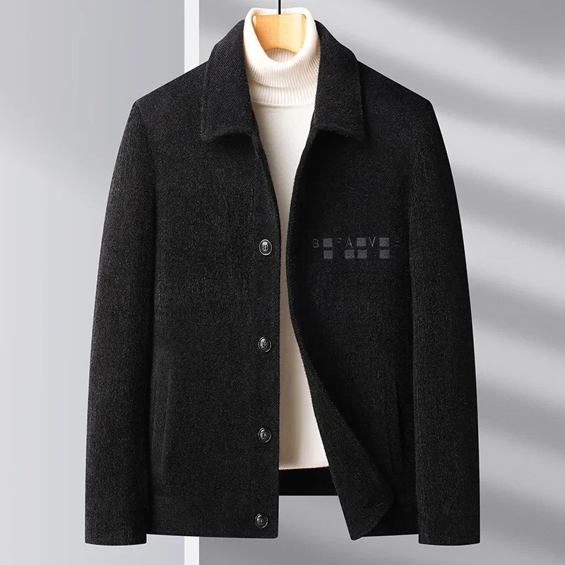 

Jacket Men's Thickened Winter Warmth and Cold Protection Polo Collar Button Middle Age Top Coat