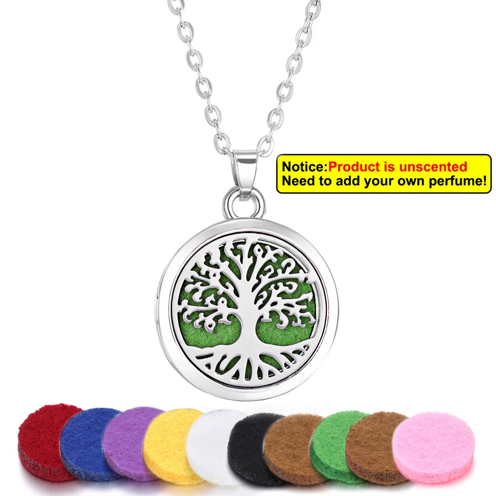 Aromatherapy Diffuser Necklace with 10pcs Pads Flower Tree Cat Paw Wings Perfume Essential Oil Diffuser Pendant Necklace Lockets