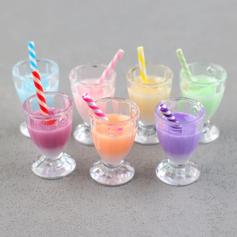 20pcs Drink Cup Resin Cabochon For DIY Jewelry Craft Decoration Simulated Beverage Cups Charms for Christmas Accessories