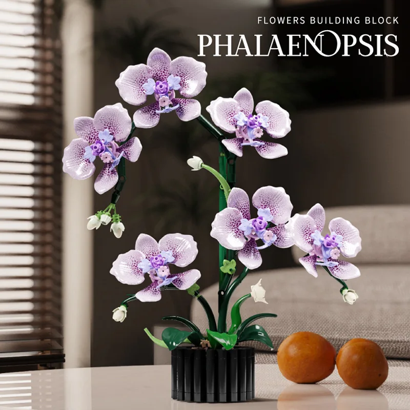 

Simulation Butterfly Orchid Flowers Potted Building Block Toy Eternal Plant Bouquet Bricks Home Ornament Toy for Girls Mom Gift