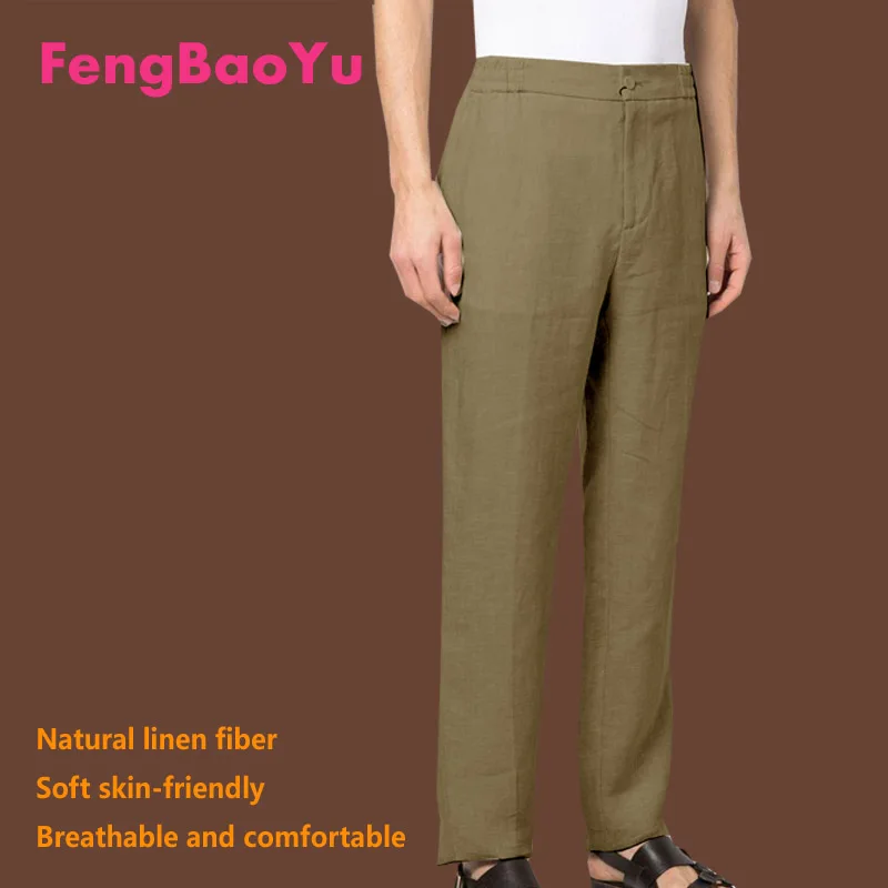 

Fengbaoyu Linen Spring and Autumn Men's Trousers Black Plus Size 150KG Fat Pants 4XL 5XL Cotton Linen Clothing Free Shipping