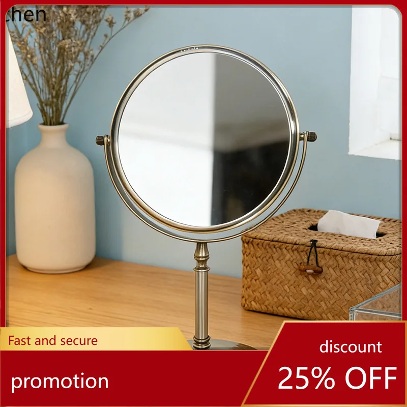

Винтажное двустороннее настольное зеркало для макияжа ZML с высоким разрешением, увеличительное зеркало из нержавеющей стали, косметическое зеркало