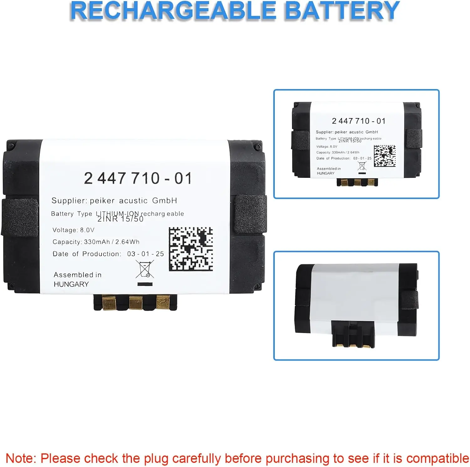 84102447710 Awaryjna bateria zamienna 330mAh do BMW F20 F30 F31 G20 G21 G30, 2447710 TCB Bateria awaryjna Mini F56 X4 M F98 — zdjęcie produktu 5