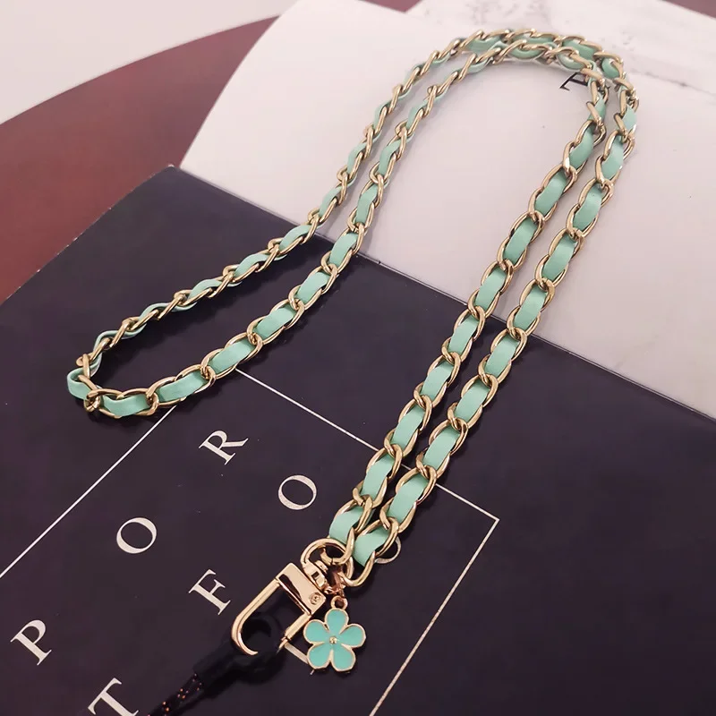 Mobile phone lanyard leather long hanging chain detachable pendant key badge anti-lost rope internet celebrity trendy brand