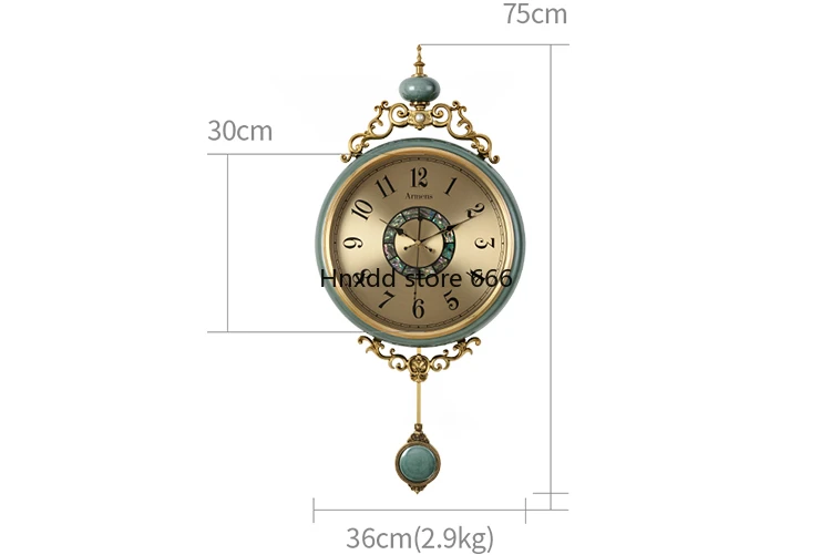 Retro ceramic clock wall clock European creative light luxury decoration silent wall watch