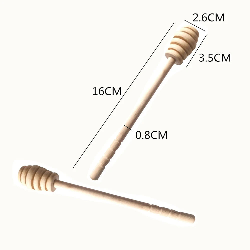 

10pcs Honey Stir Bar Mixing Handle Jar Spoon Practical Wood Dipper Honey Long Stick Supplies Honey Kitchen Tools