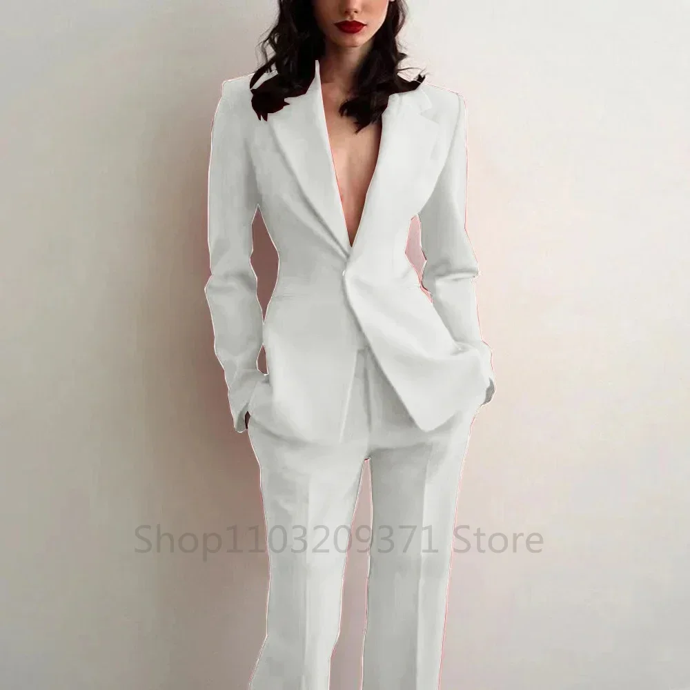 Women's Suit Party Wedding Plus Size 2pcs Slim Fit Spike Collar Prom Blazer Pants Outfit Dress Evening Dresses for Prom Traf Set view 5