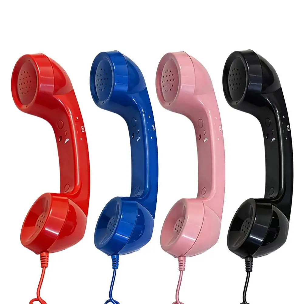 3.5mm/Type-C Retro Vintage Wired Telephone Handset Mini Microphone Speaker for Mobile Phones & Computers