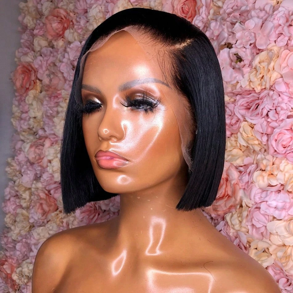 

Women's Elegant Short Straight Bob Human Hair Wig - Natural Look 13x4 HD Lace Front Closure