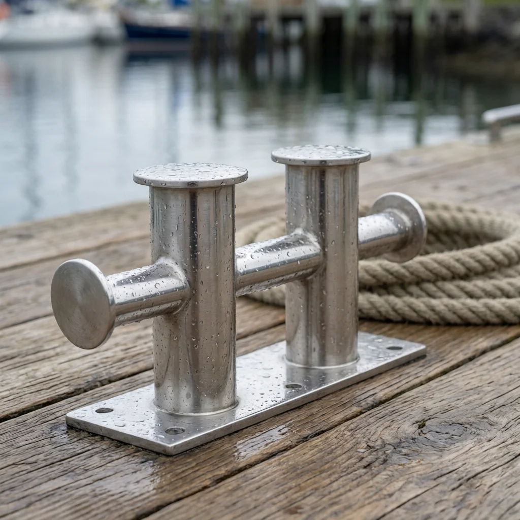 Double-Cross Bollard Rectangular Base Marine Hardware for Dock, Harbor