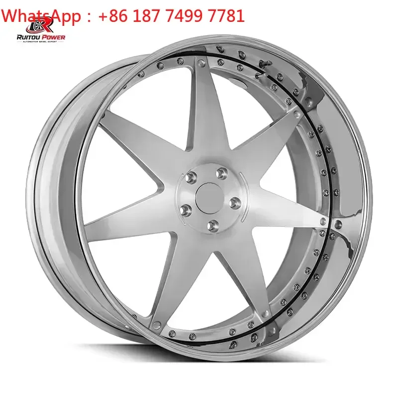 Polished 2/3 Piece Forged Aluminum Alloy Wheels 18-24 Inch Deep Concave Step Lip Rims with Exposed Bolts for Luxury Cars