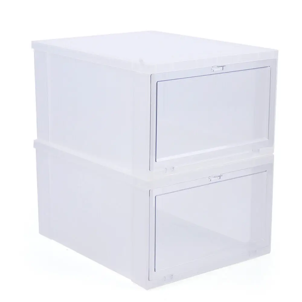 Shoe Collect Box Plastic Storage Case Foldable Clear Stackable Organizer Case