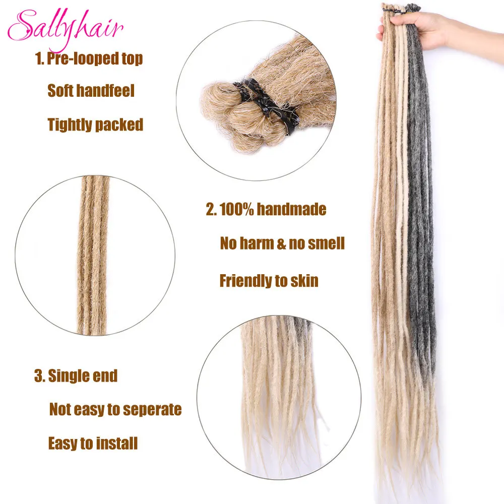 Sallyhair 36Inch Dài Tay Móng Gẩy Dày Tổng Hợp Móc Bện Làm Tóc Bím Tóc Reggae Tóc Oai Locs Giả Locs