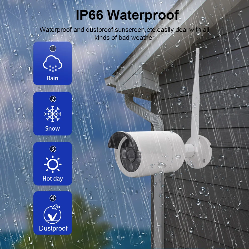 Tuya Smart APP 8 قناة عدة 2.0MP الأمن في الهواء الطلق المنزل كاميرا شبكة مراقبة IP لاسلكية في الهواء الطلق واي فاي Nvr عدة نظام CCTV الأمن