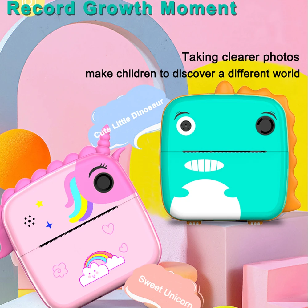 Kids Camera Instant Print Boys Girls Gift Children Digital Video Camera Photo Thremal Printing 32G TF Card Enducational Toys.