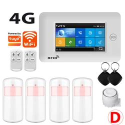 433MHz Touch Screen Wireless 2G 4G WIFI GSM RFID Card Burglar Alarm System Smart Home Security DIY Alarm TUYA Smart Life