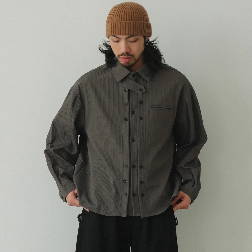 Cityboy Streetwear Fashion 3D Fabric Short Shirts Men Long Sleeve Loose Casual Japanese Streetwear Cargo Shirts Women Blouses