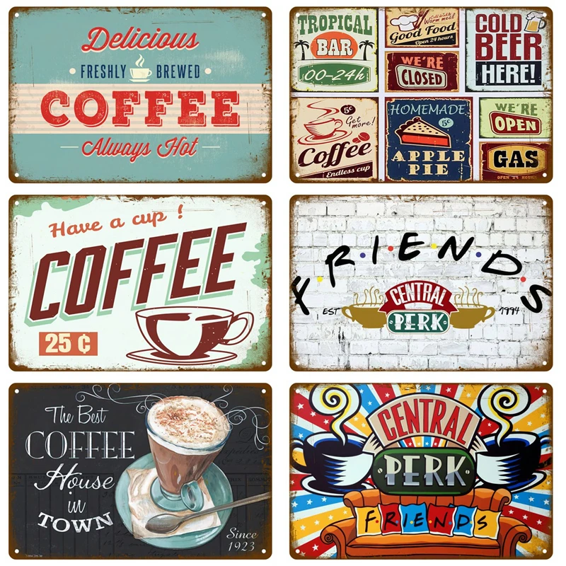 Wall Home Decor Art For Bars Pub Man Cave Clubs Vintage Cafe Tin Signs Coffee Metal Signs Posters Plate Retro Decorative Plaque