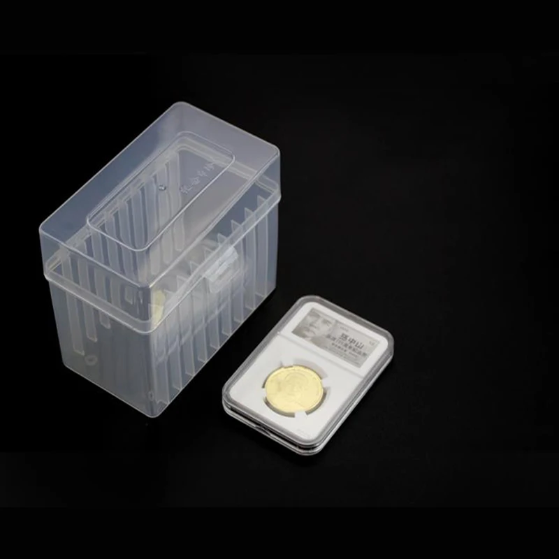 البلاستيك الشفاف 10 عملات معدنية حامل تخزين بلاطة صناديق PCCB عملة عرض كبسولة جمع NGC PCCG عملات عالية الجودة