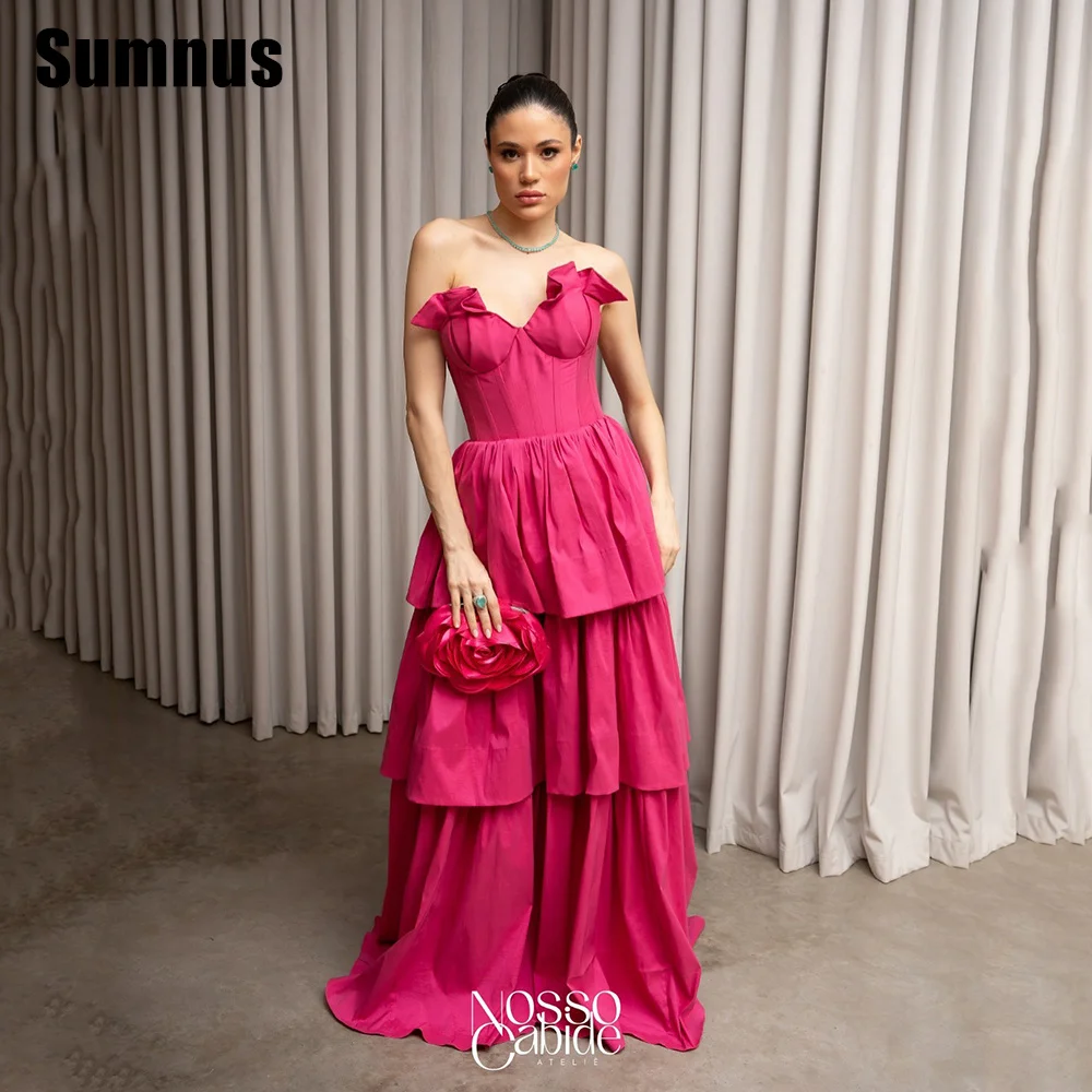 

Sumnus Sexy Formal Occasion Party Dresses 2025 A-Line Sweetheart Prom Dress Floor-Length Fashion Satin Tiered Evening Gowns