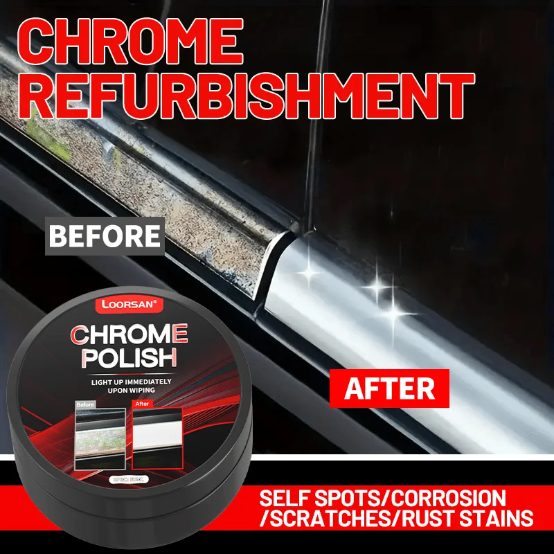 For updating chrome oxide trim and automotive chrome parts repair paste with sponge for polishing and enhancing chrome finish.