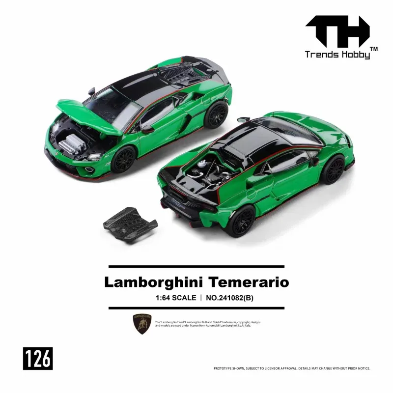 

TH 1:64 Lamborghini Temerario Cast Alloy Static Model Car, Boys' Holiday Gift Toy Collection Decoration Item.