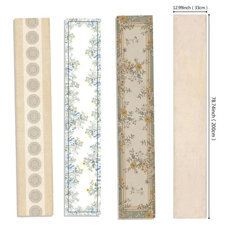 1pc Floral Print Mandala Pattern Table Runner, Boho Polyester Table Runner For Dining Room Cottagecore Polyester Table Liner