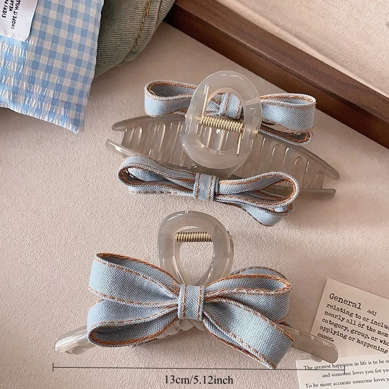 2Pcs Denim Bow Clip…