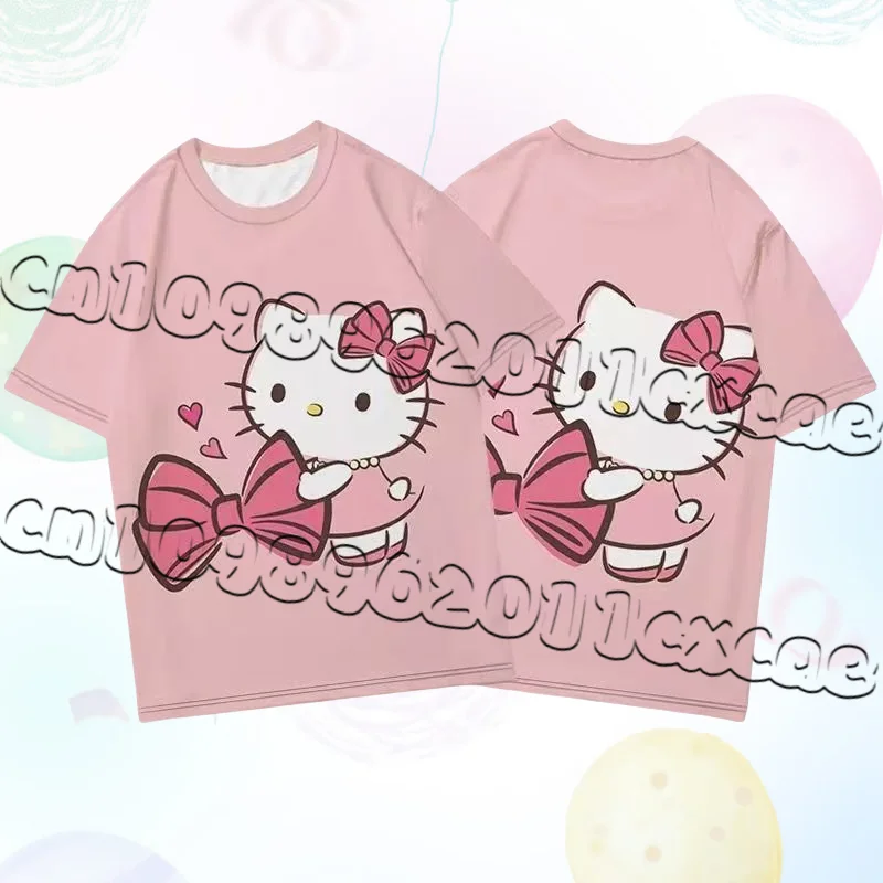 

Sanrio Fashion T-Shirt Hello Kitty Cute Shorts Suit New Style Girl Student Kawaii T-Shirt College Style Summer Sweet Thin Style