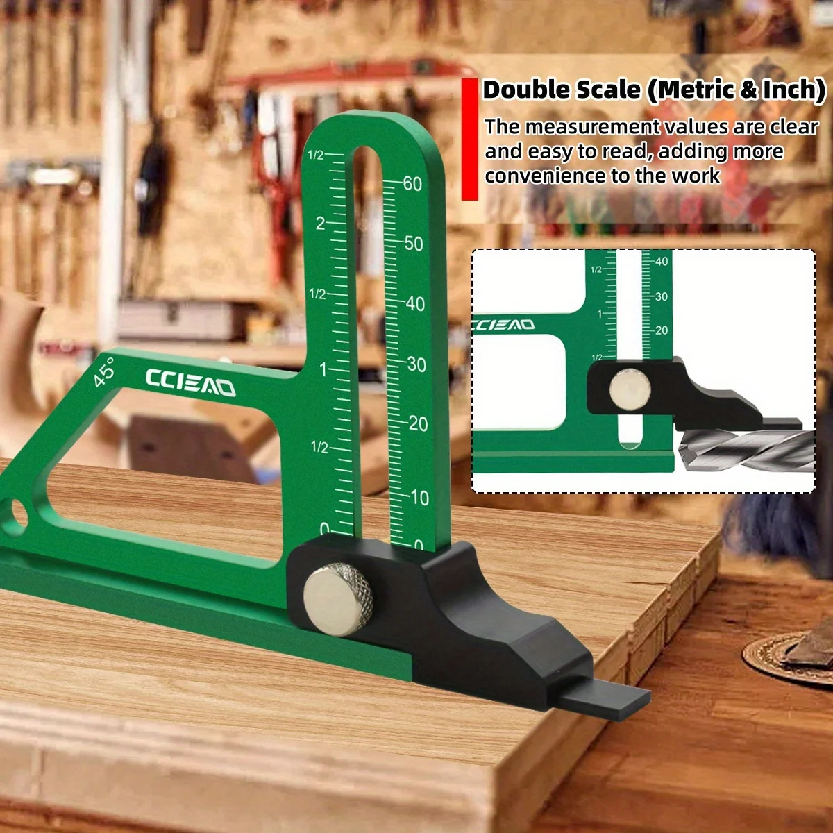알루미늄 합금 높이 게이지 0-60mm 깊이 게이지, 테이블 톱 설치 게이지 용 정밀 CNC 가공 높이 측정 도구