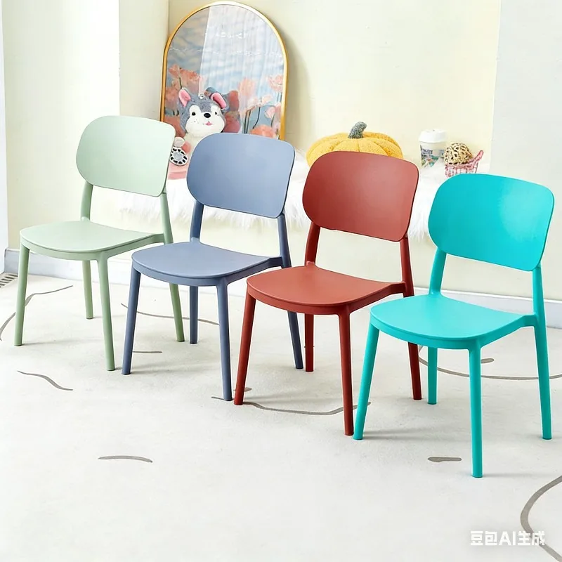 

Скандинавский детский пластиковый обеденный стул со спинкой, штабелируемый, простой повседневный стул для кафе, креативный, оптом 10 шт.