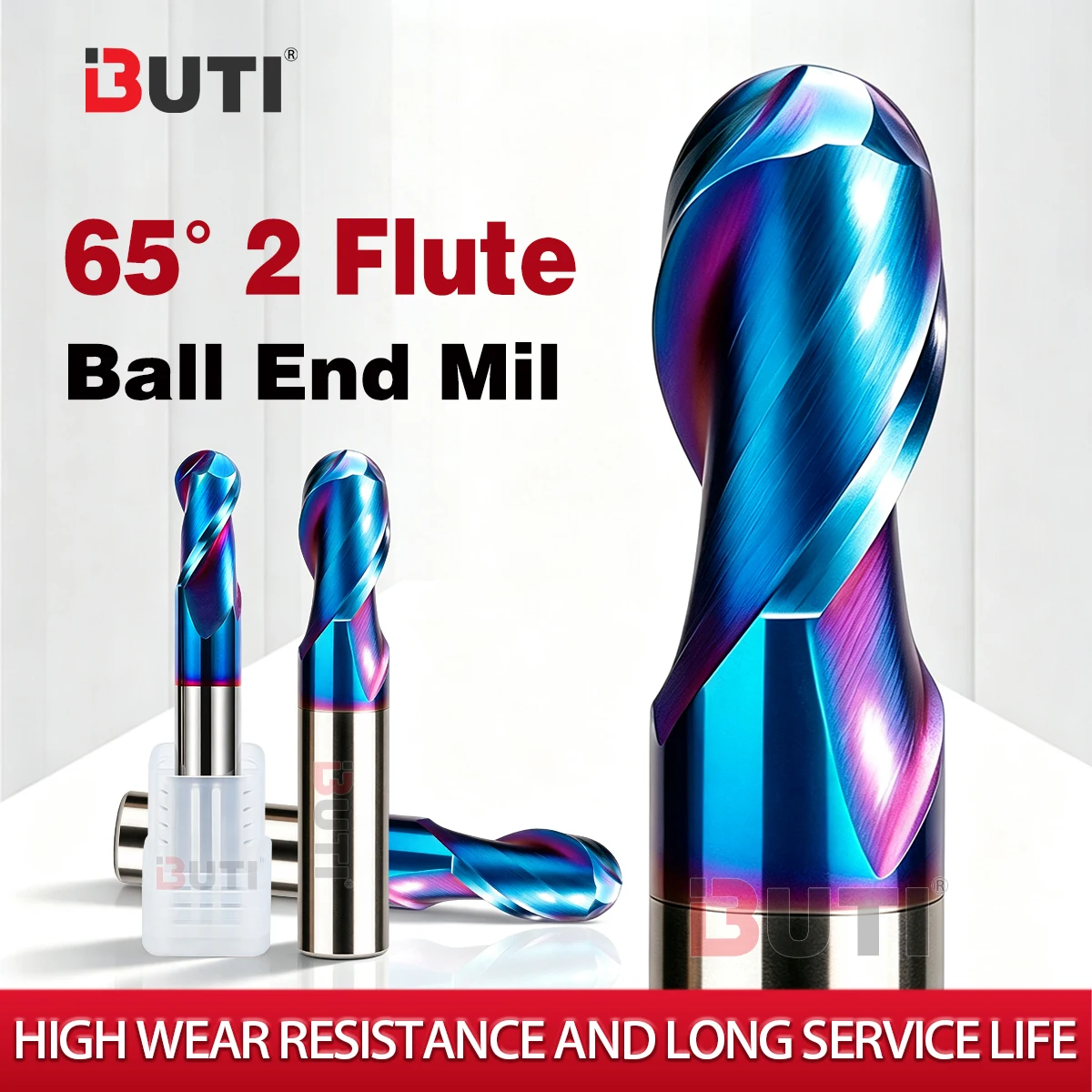 R0.75-D4-50 R2.5-D5-50 R7-D14-100 R8-D16-150 65 Degree Two Blades R-type Ball End Milling Cutter Numerical Control Cutting Tool