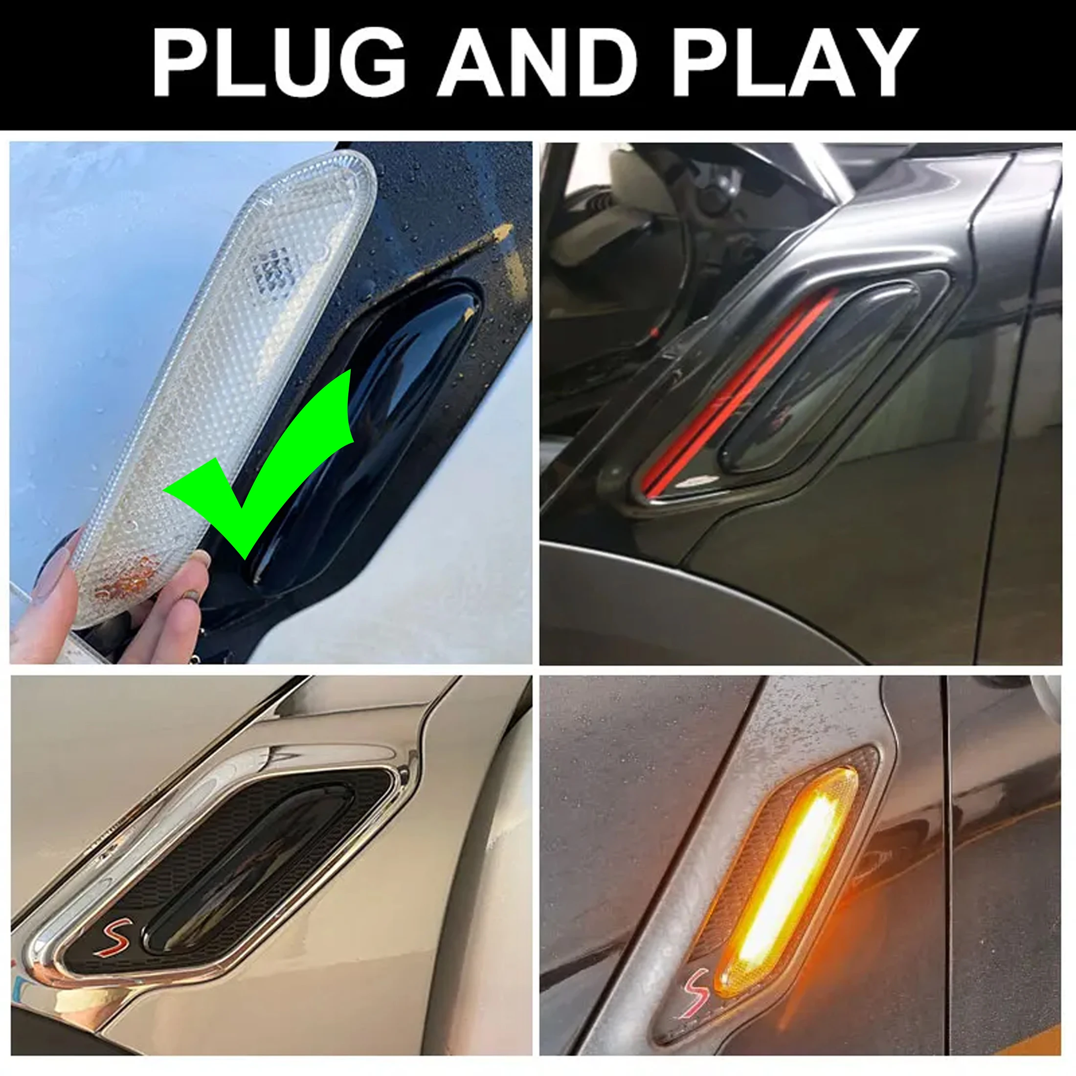 

2PCS For BMW MINI R61 Paceman 2012 2013 2014 2015 2016 2017 LED Car Front Fender Side Marker Turn Signal Light OEM 63139802570