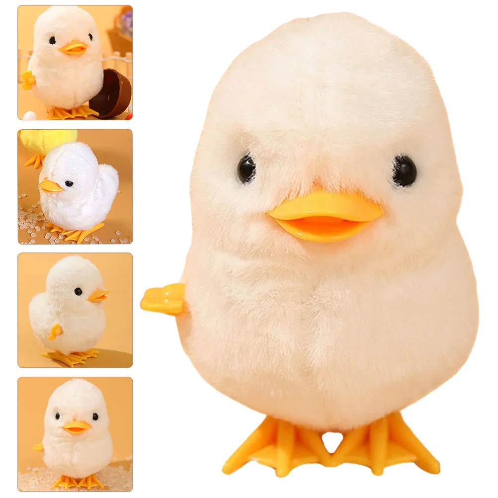 Jumping Yellow Chicken Toy Wind up Animal for Kids Creative Clockwork Funny Plush Chicken Hopping Bunny Holiday Gift Packaging