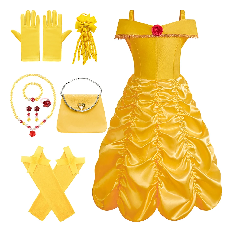 

Baby Girl Halloween Belle Princess Dresses Sets Child Cosplay Dress For Girls Clothes Kids Christmas Party Beauty Queen Costume