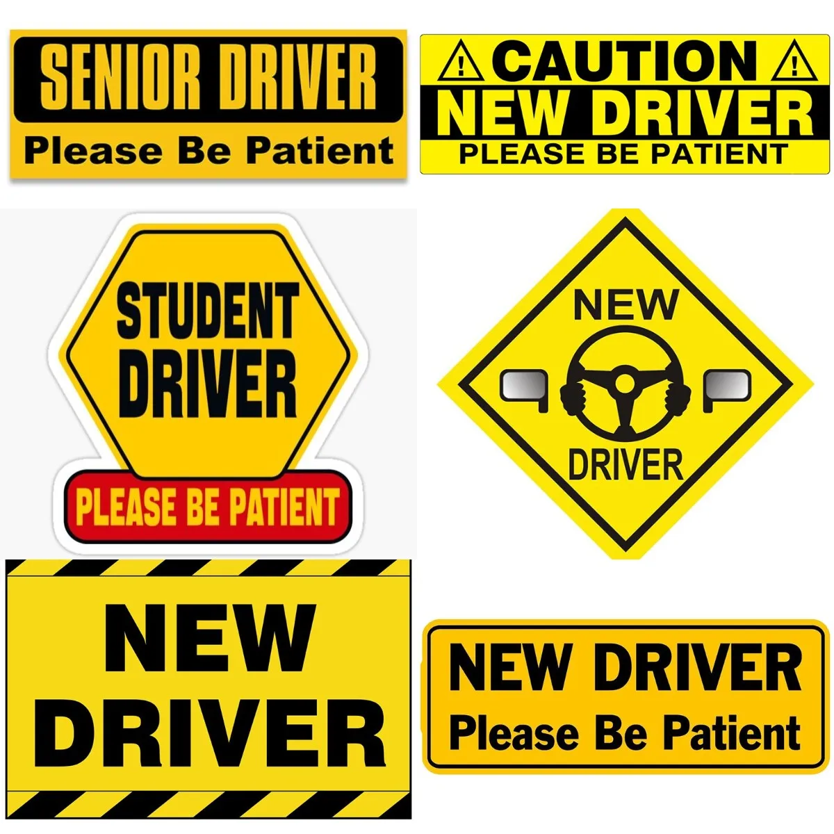 

Yellow SENIOR DRIVER Please Be Patient Bumper Sticker Vinyl Decal Travel Rv Driving School Caution Auto