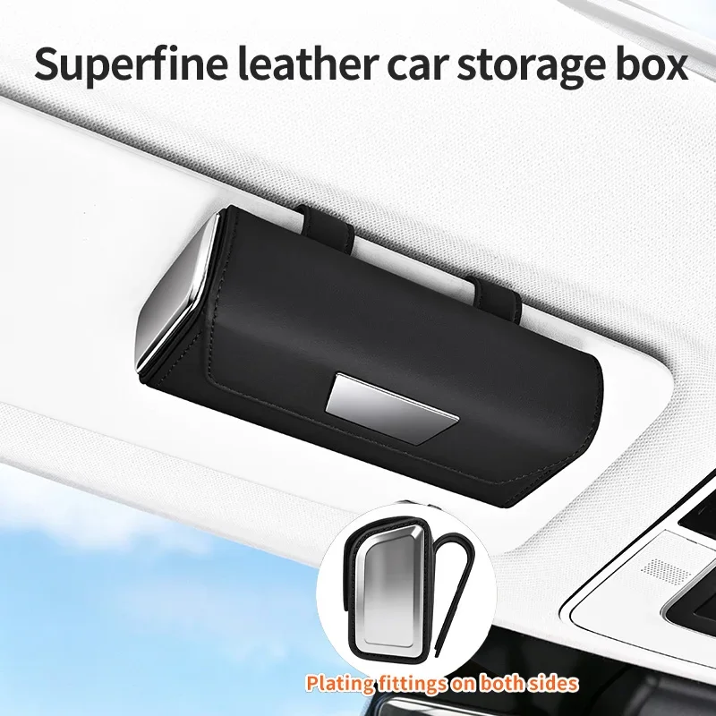 Magnetic Big Car Glasses Box Portable Car Sunglasses Holder Car Driving Glasses Holder Press Switch Eyeglass Case Sun Visor