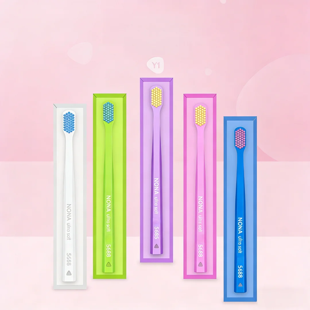 12pcs/Box Middle Soft-Bristled Toothbrush Set for Adults with Tongue Cleaner Anti-Slip Handle Mixed Colors Dental Care Home Use
