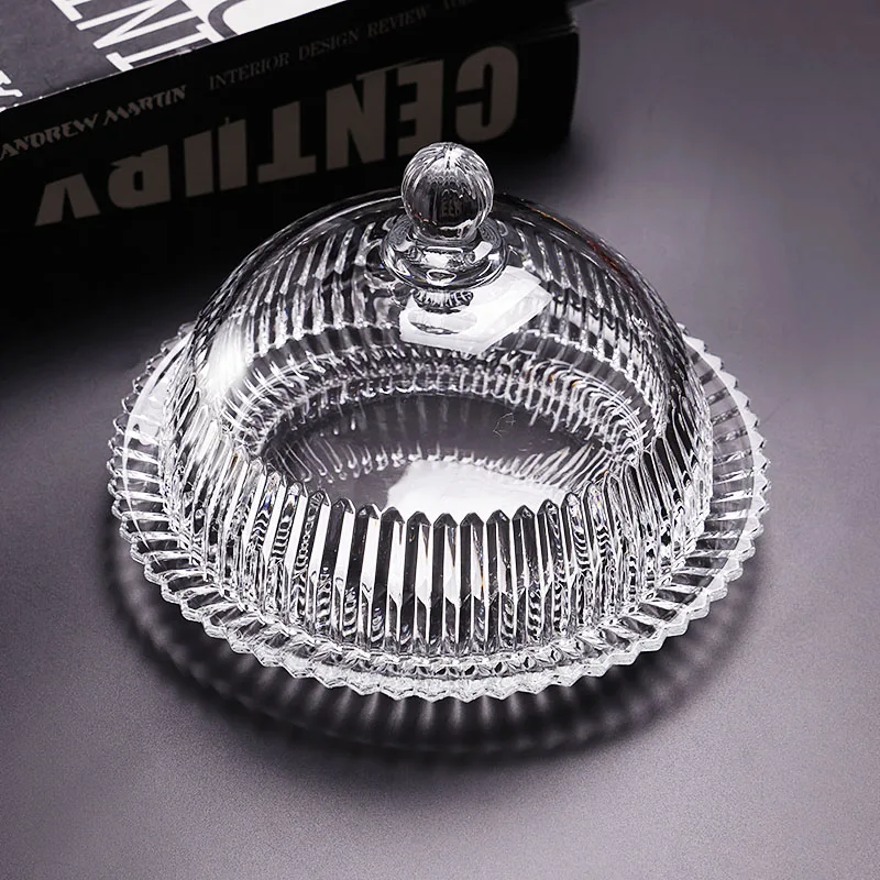 

New Ele Glass Cake Tray with Lid for ternoon Tea Fruit Display Dustproof Home Use Dert Stand European Sle Luxury