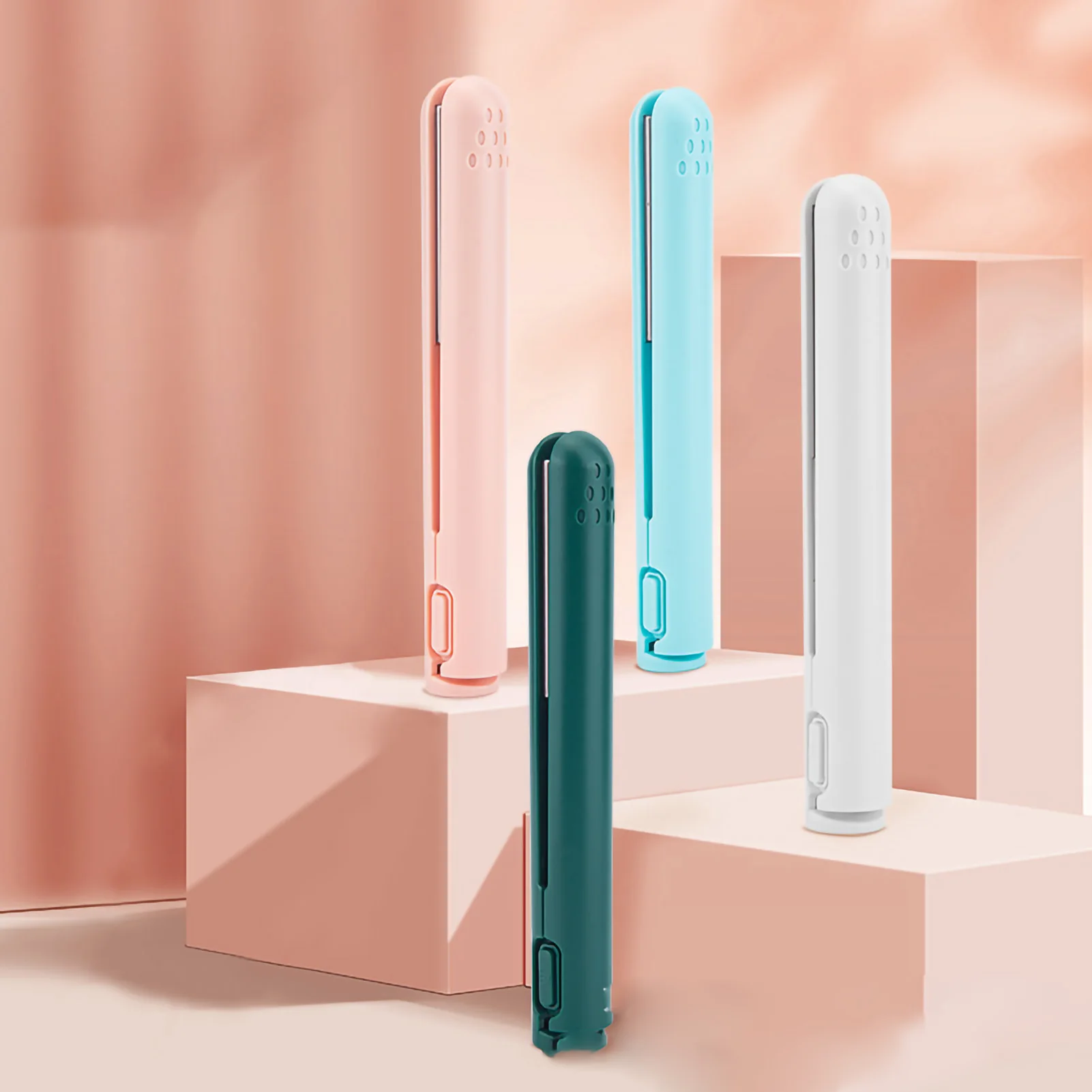 Heating Straightening Iron Mini 2 in 1 Hair Straightener USB Ceramics Heating Straightening Curling Flat Iron view 2