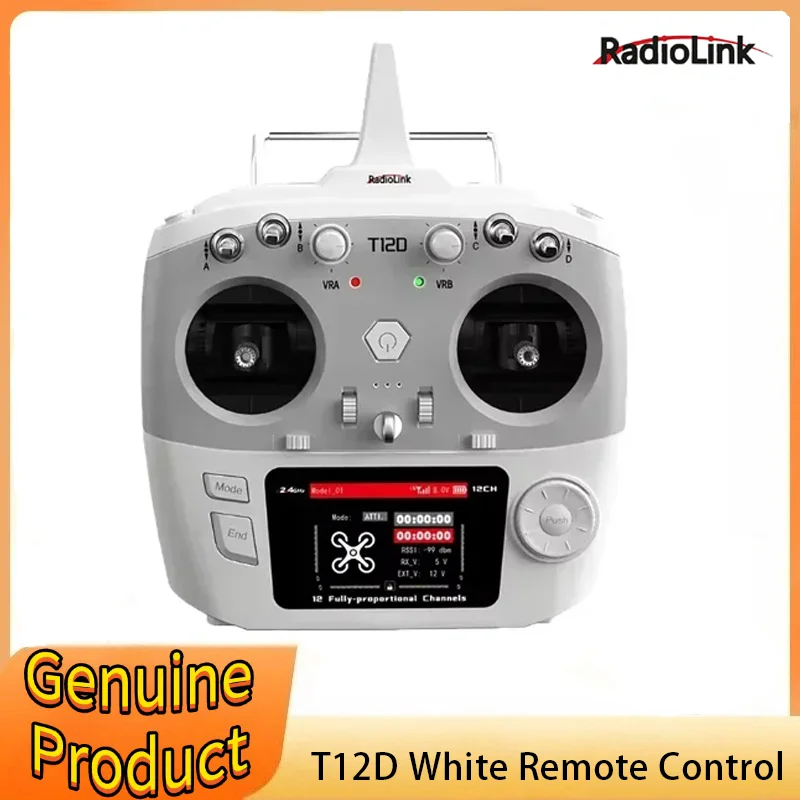 Émetteur RC RadioLink T12D 12 canaux 2,4 GHz 2,8 pouces portée 4000 m avec récepteur R12F pour drone FPV, avion, voiture, bateau, robot