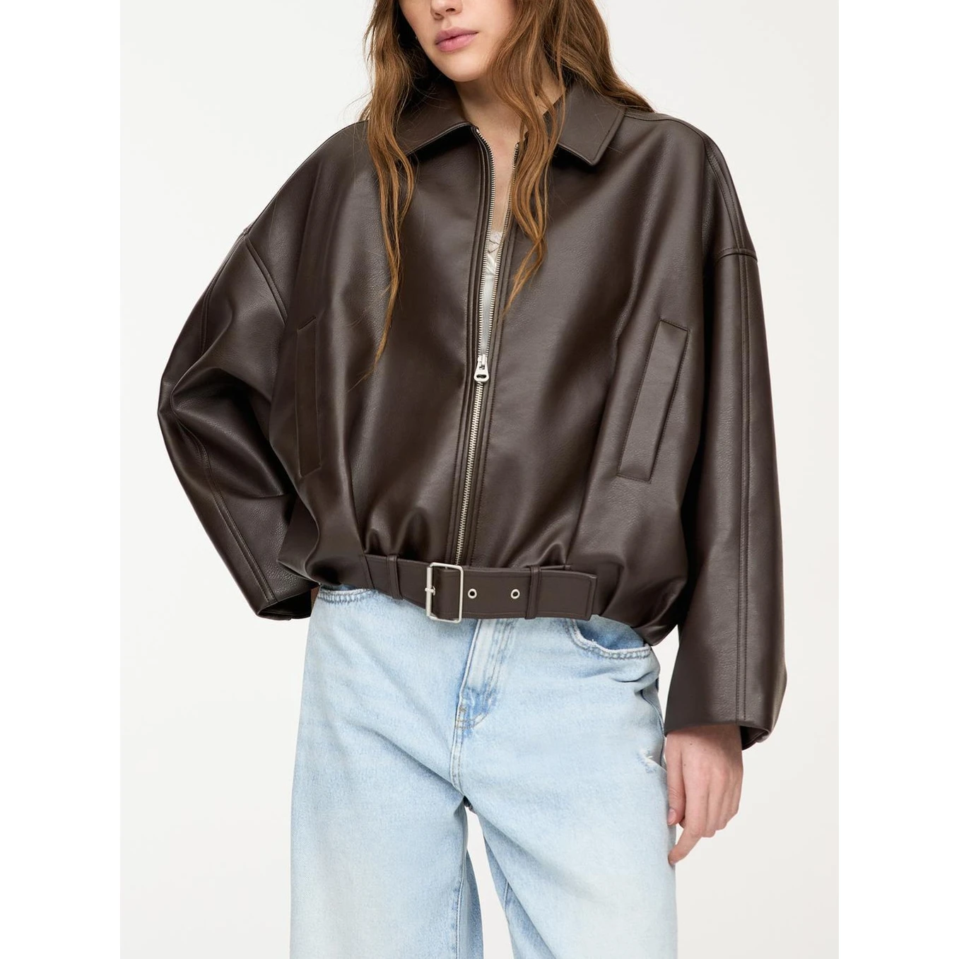 American Sle Pilot Jaet Retro Casual Artificial Leather Top Coat Spring Cross-Border Faionable Women's Leather Coat