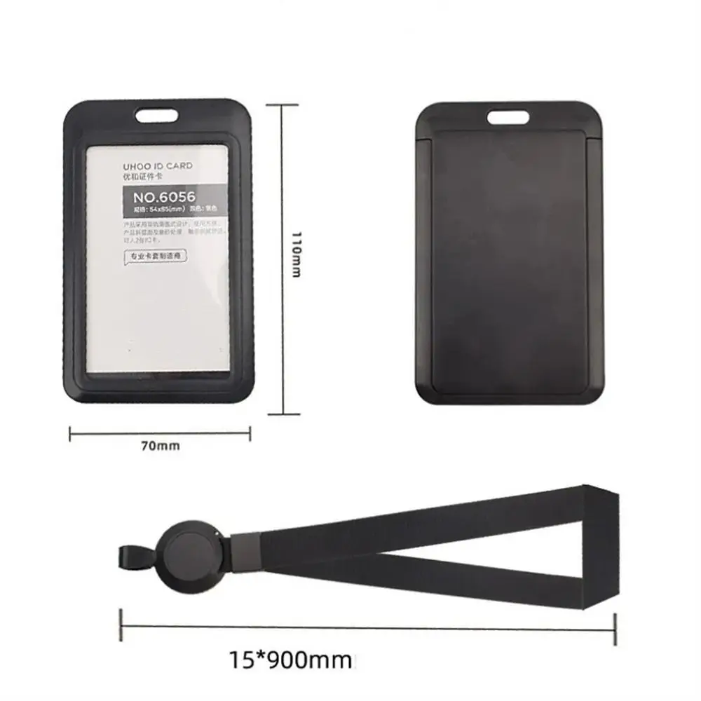 Black Retractable Badge Reel Name Card Business Card ID Card Holder Card Sleeve Exhibition Card Working Card Cover Hospital