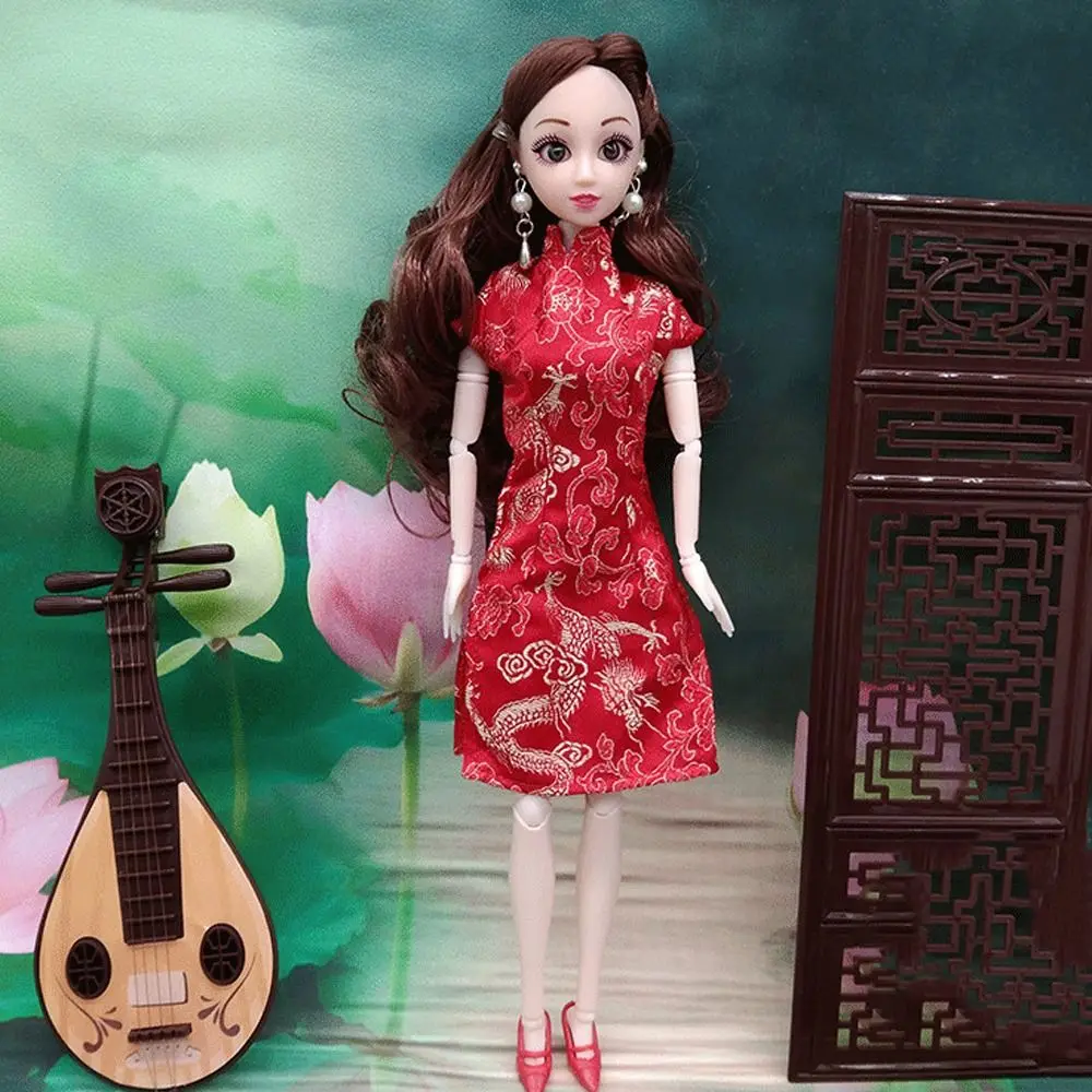 Doll Accessories Chinese Style Doll Clothes Evening Dress Party Cloth Doll Cheongsam Playing House Dress Up Doll Skirt 1/6 Doll