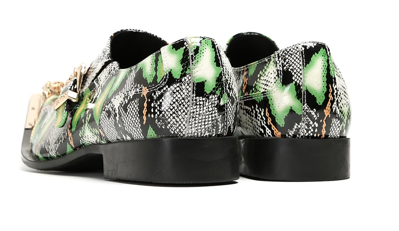 Herrenschuhe aus echtem Pythonleder, formelle Anzugschuhe mit Metallketten-Dekor, luxuriöse Modeschuhe für Frühling und Herbst, Business-Bankett-W – Detail 10