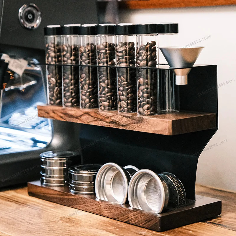 For Coffee Bean Display Rack, Solid Wood Storage Rack, Split Bottle with Exhaust Valve