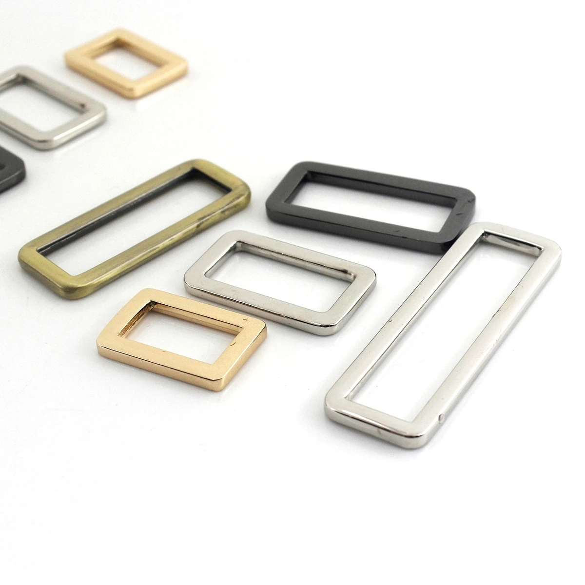 1Piece Metal Bag Strap Buckle Square Ring Loop Bag Adjustable Buckle for Leather Craft Bag Parts Handbag Garment DIY Accessory