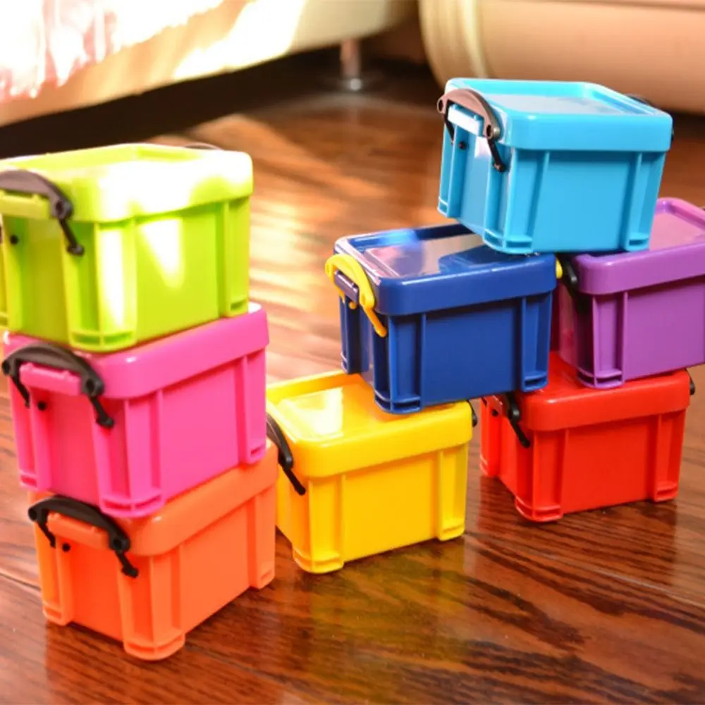 Multi-functional Mini Buckle Storage Box Minimalism Candy Color Mini Storage Container Plastic Desktop Organizer Box Sundries